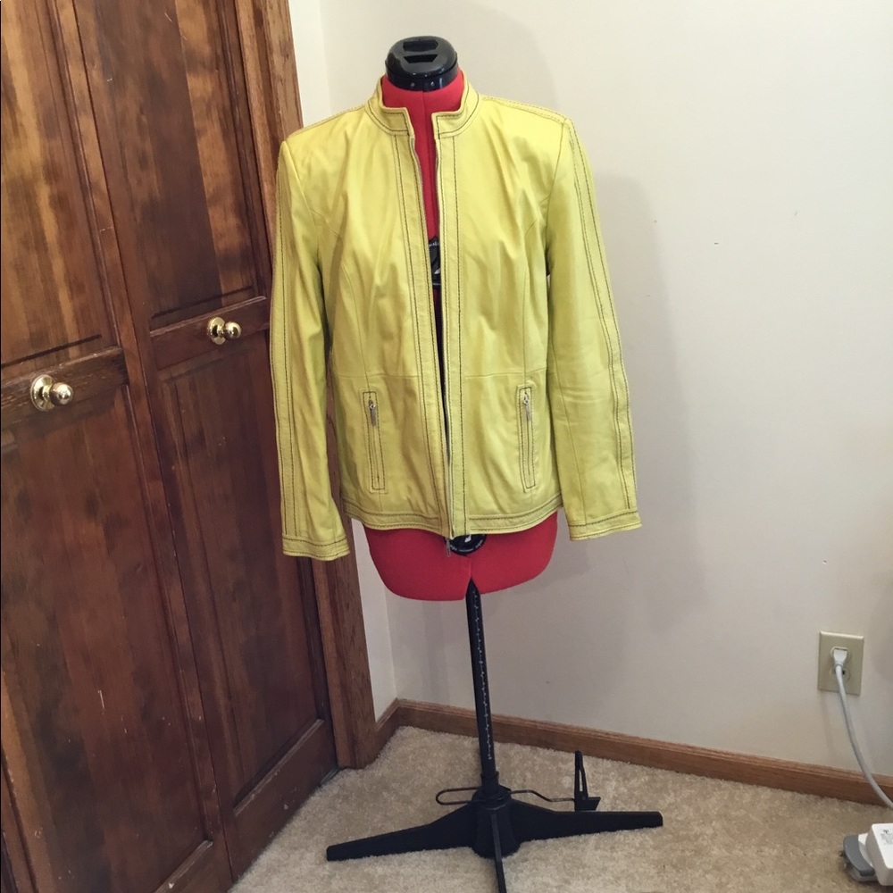 Terry Lewis leather jacket, zippered pockets, size XS